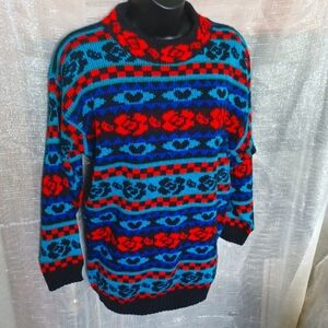 Vintage Hearts and Flowers 90s Crew Neck Sweater Sz Medium